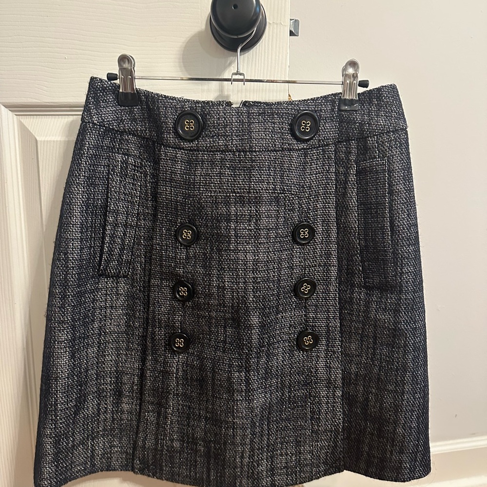 BCBG Double-Breasted Gray Tweed Skirt